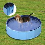 Piscina Dobrável para Cães Ø80x20 cm Banheira Portátil para Animais de Estimação Antiderrapante PVC Multiusos Cor Azul