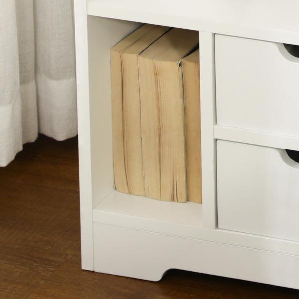 Mesa de Cabeceira Moderna com 2 Gavetas e 3 Compartimentos para Sala de Estar Quarto Carga 30 kg 40x30x60 cm Branco