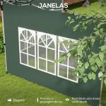 2 Paredes Laterais para Tenda de 3x3 / 3x4 m 295x195 cm Parede de Substituição de Tecido Oxford para Tendas Dobráveis Verde