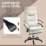 Cadeira de Secretária com Massagem, Altura Ajustável, Encosto Reclinável, Apoio para os Pés e Rotação 360°, Creme