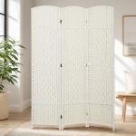 Separador de Ambientes de 3 Painéis Biombo Dobrável 135x180 cm Polipropileno Branco