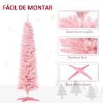 Árvore de Natal Artificial 180cm Ignífugo com 390 Ramos de PVC Decoração de Natal para Interiores Rosa
