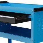 Carrinho de Ferramentas com 3 Bandejas e Gaveta Rodas com Travões Pega Lateral Painel Lateral Perfurado 82x35x76 cm Azul