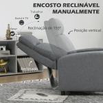 Poltrona Relax Reclinável até 155° Poltrona Reclinável Manual Estofado para Pessoas com Altura Inferior 195 cm 67x87x98 cm Cinza
