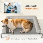 Cama Elevada para Cães com Latertais Amovíveis Cama Elevada para Cães Médios Portátil com Malha Respirável 130x90x30 cm Cinza Claro