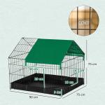 Gaiola para Animais Pequenos com 2 Portas Base com Tecido Oxford Impermeável e Toldo 90x75x75 cm Preto e Verde
