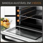 Mini Forno Elétrico de 32L 1600W com 3 Modos de Aquecimento Temperatura até 230 °C Temporizador Bandeja de Assar Ajustável em 3 Níveis 52,2x38,1x33,5cm Preto