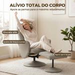 Cadeira Relax Reclinável com Otomana Encosto Alto Giratória 360° Apoios de Braços Bege Cinzento