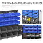Organizador de Ferragens para Parede com 30 Caixas de 2 Tamanhos Diferentes 63x18x37,5 cm Azul e Cinza