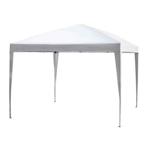 Tenda Dobrável 2,95x2,95 cm com Bolsa de Transporte Altura Ajustável Anti - UV e Impermeável para Terraço Pátio Branco Prateado