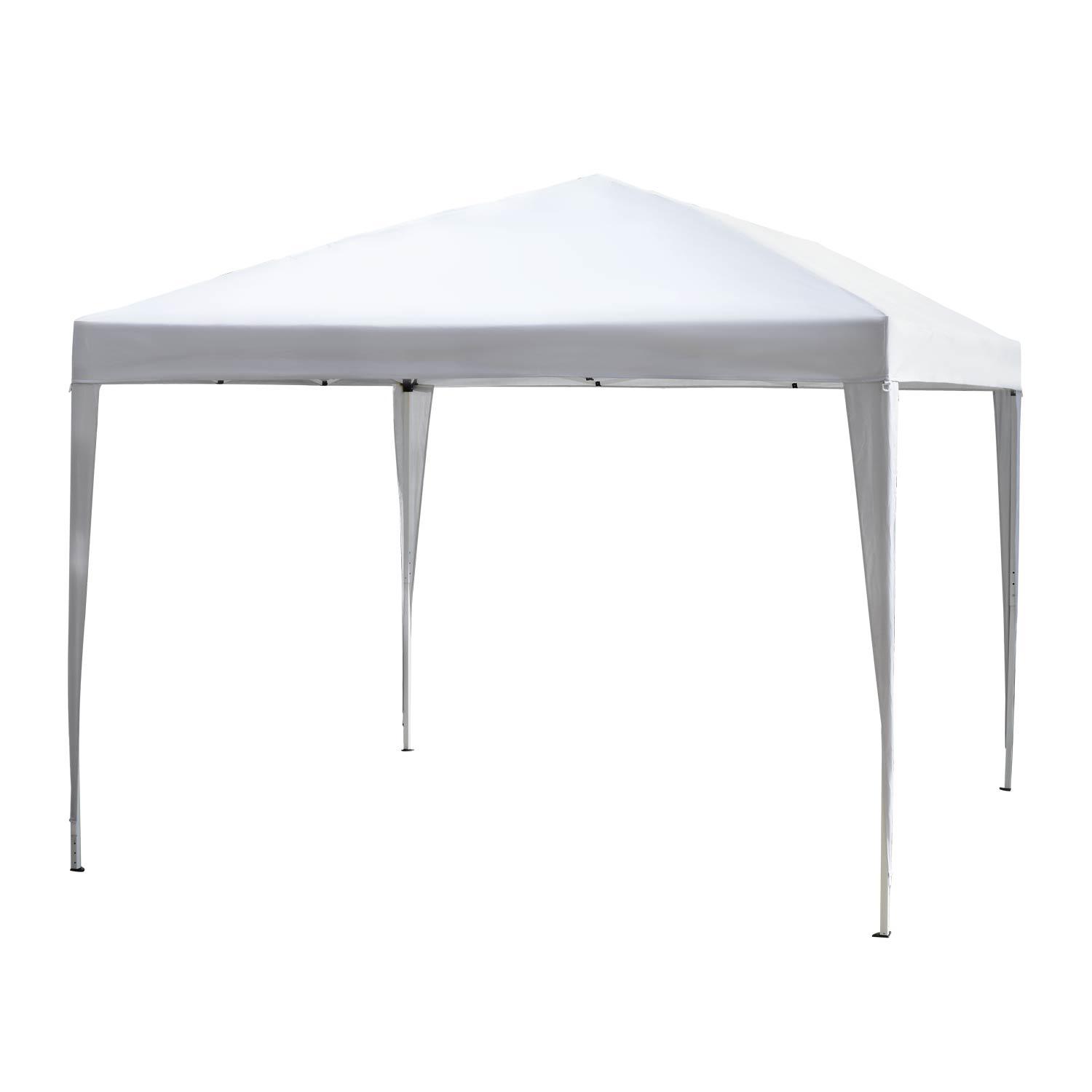 Tenda Dobrável 2,95x2,95 cm com Bolsa de Transporte Altura Ajustável Anti - UV e Impermeável para Terraço Pátio Branco Prateado