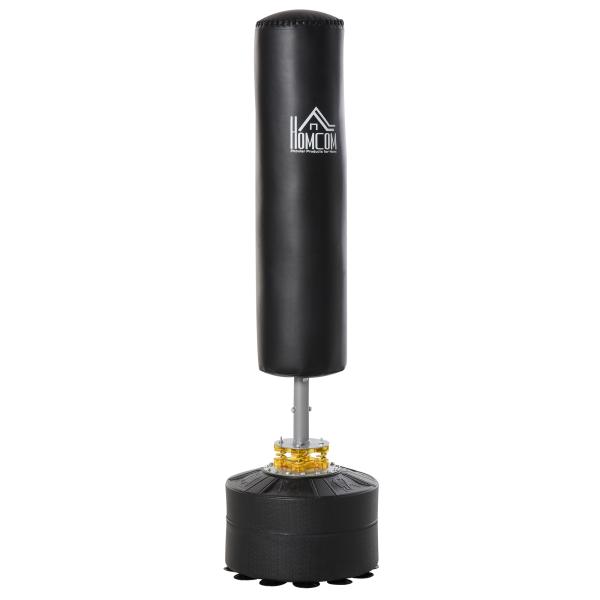 Saco de Boxe de Pé para Adultos 170 cm Altura Ajustável em 3 Níveis Punching Ball com Base Preenchível Ø50x 170 cm Preto