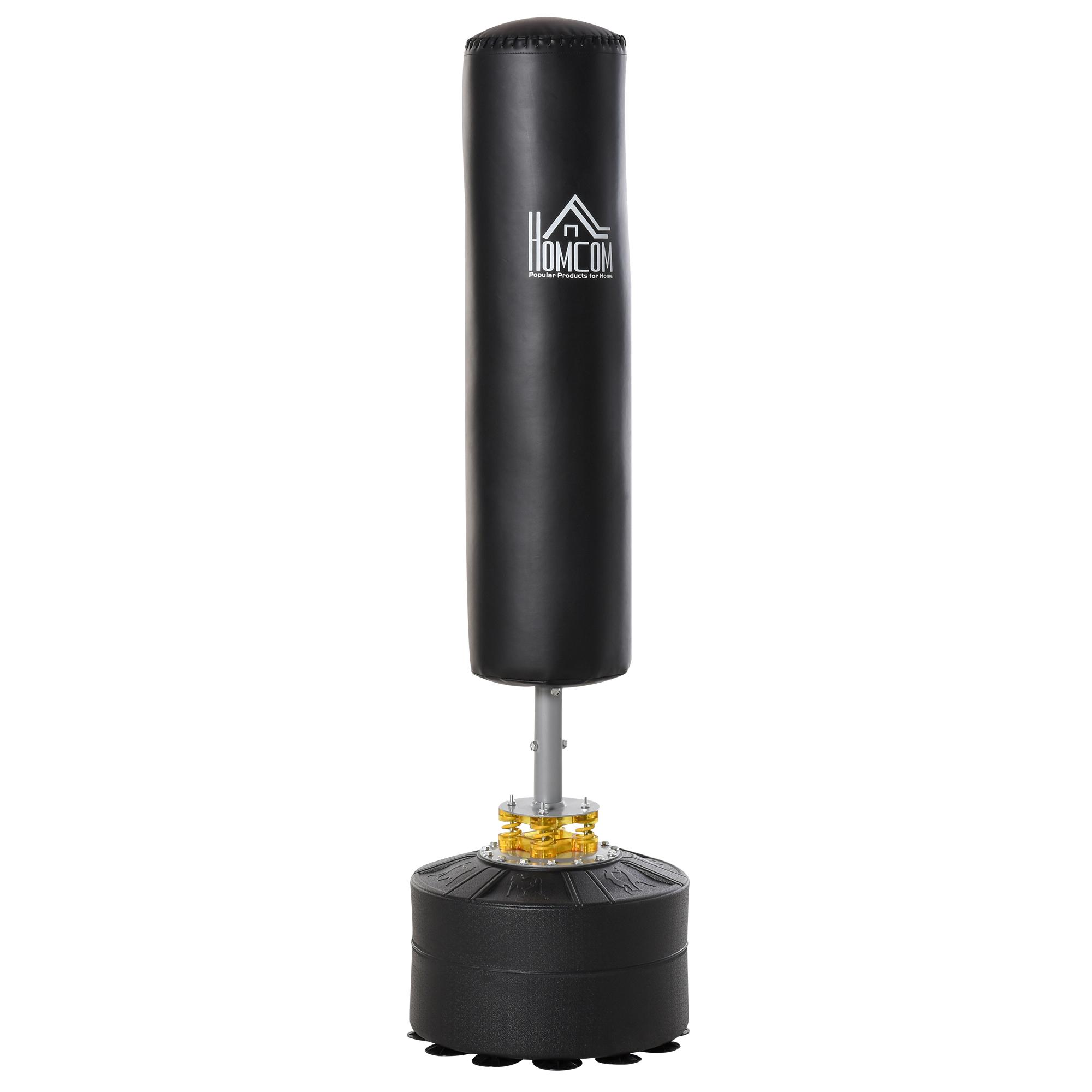Saco de Boxe de Pé para Adultos 170 cm Altura Ajustável em 3 Níveis Punching Ball com Base Preenchível Ø50x 170 cm Preto