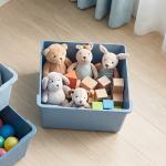Organizador de Brinquedos com 4 Gavetas Torre de Arrumação para Crianças +3 Anos Cantos Arredondados e Pegas 37x37x76 cm Azul