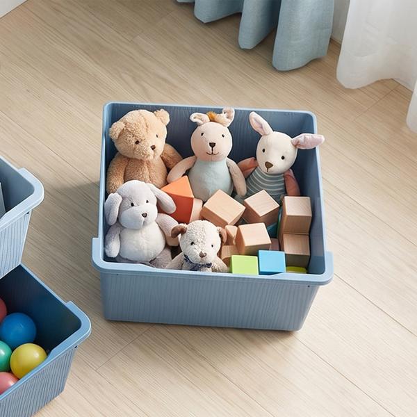 Organizador de Brinquedos com 4 Gavetas Torre de Arrumação para Crianças +3 Anos Cantos Arredondados e Pegas 37x37x76 cm Azul