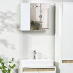 Armário de Casa de Banho com Espelho, 2 Portas e Prateleiras Ajustáveis, 48x15x45 cm, Branco