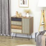 Cómoda de Madeira com 4 Gavetas Prateleira Ajustável e Pés de Metal para Sala de Estar Dormitório 79x39x86cm Marrom