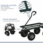 Carro de Transporte com Pega Revestida e 4 Rodas Grandes de Ø24 cm Carrinho de Jardim em Aço 94x48,5x100 cm Preto e Verde