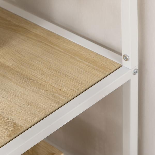 Estante de Armazenamento para Livros com Estrutura de Aço para Escritório Sala de Estar Estúdio 83x34x180cm Carvalho e Branco