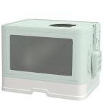 Caixa de Areia para Gatos Amovível com Pá Escova 2 Portas Entrada Principal e Saída Superior 48,5x38x36,5 cm Verde Claro