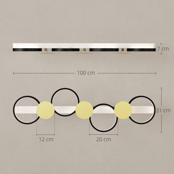 Candeeiro de Teto Regulável com 4 Focos Controlo Remoto Modos de Cena 1500 lm 38 W 3000 K - 6500 K 100x31x7 cm Preto e Dourado