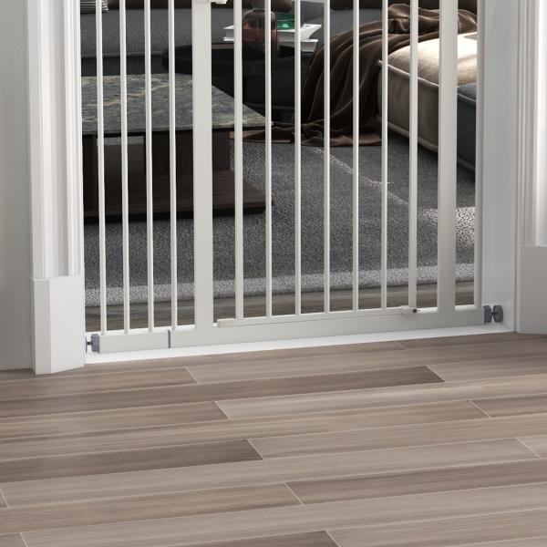 Barreira de Segurança para Cães com Largura Ajustável 74 - 94 cm e Extensão para Escadas e Portas Branco