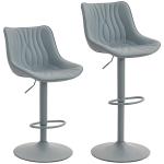 Conjunto de 2 Bancos de Bar Bancos Altos de Cozinha Giratórios com Altura Ajustável e Couro Sintético 47,5x54x92 - 110 cm Cinzento