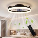 Ventoinha de Teto com Luz LED 40 W Motor DC Reversível Comando Remoto 6 Velocidades 3 Cores Temporizador Preto