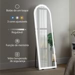 Espelho de Corpo Inteiro com Luzes 150x50 cm Arqueado Sem Moldura 3 Tons de Luz Brilho Ajustável Transparente