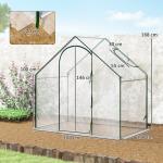 Estufa com Janela Porta Estrutura de Aço e Cobertura de Plástico Impermeável Anti - UV 180x100x168 cm Transparente