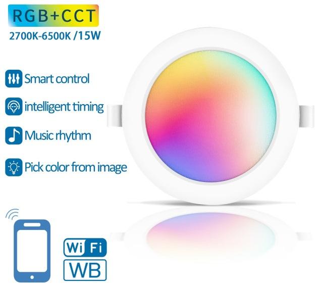 Painel de LED Redondo Smart Inteligente Wi - Fi 15W RGB+CCT (Ø17,5cm)