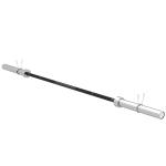 Barra de Pesos de Aço180 cm Ø50 mm com 2 Grampos Carga 200 kg Barra Olimpica para Discos de Ø5 cm Prata e Preto