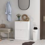 Sapateira Estreita com 2 Portas Sapateira para Entrada com Prateleiras Ajustáveis para 12 Pares de Sapatos 60x24x80 cm Branco