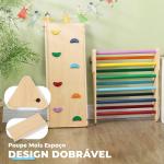 Triângulo de Escalada de Madeira 2 em 1 Escalada para Crianças de 18 - 48 Meses com Rampa para Deslizar ou Escalar 147x64,5x63 cm Multicor