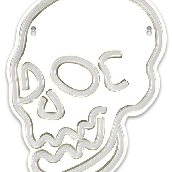 Luz Decorativa LED Neon Branco em Forma de Caveira - FOREVER