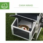 Galinheiro de Madeira 297,5x68x118cm para 3 - 6 Galinhas com Teto Asfáltico Porta com Trava e Caixa Ninho Branco e Cinza