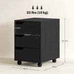 Bloco de Gavetas para Escritório Móvel de Escritório Bloco de Gavetas com 3 Gavetas e 4 Rodas 40x50x57,5 cm Preto