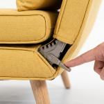 Sofá - Cama de 2 Lugares Dobrável Estofado em Linho com Encosto Ajustável em 5 Posições e 2 Almofadas Amarelo