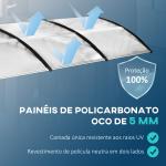 Marquise de proteção solar e chuva para portas e janelas de policarbonato de 5mm 295x90x25 cm Transparente