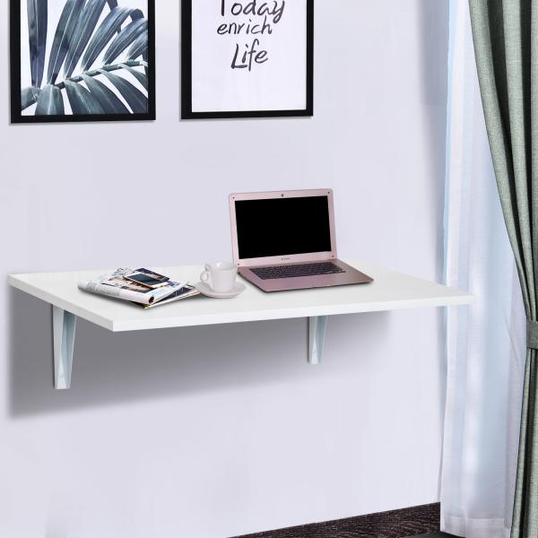 Mesa Dobrável de Parede Mesa Auxiliar Suspensa para Cozinha Sala de Jantar 60x40x20cm Branco