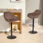 Conjunto de 2 Bancos de Bar Giratórios Bancos Altos de Cozinha com Altura Ajustável 50,5x50x87 - 107 cm Marrom