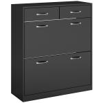 Sapateira Estreito com 2 Compartimentos e 2 Gavetas para 12 Pares de Sapatos 80x30x91,5 cm Preto