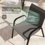Conjunto de Jardim Exterior 4 Peças com 2 Cadeiras Empilháveis 1 Sofá de 2 Lugares e Mesa de Centro com Bancada de Vidro Temperado Preto
