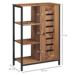 Móvel Auxiliar Casa de Banho com Porta de Ripas 3 Compartimentos Abertos Prateleira Ajustável 60x30x85 cm Castanho Rústico