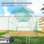 Estufa Tipo Túnel 447x200x198 cm com Paredes Laterais Enroláveis Cobertura Extra 8 Janelas de Malha e 2 Portas Verde