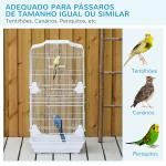 Gaiola para Passáros Gaiola de Metal com Portas 4 Comedouros 3 Poleiros Baloiço Bandeja Removível e Alça de Transporte para Papagaio Canário Periquito 46,5x35,5x92cm Branco