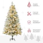 Árvore de Natal Artificial Nevada 180 cm com 300 Luzes LED 577 Ramos e Base Dobrável Verde