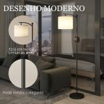 Candeeiro de Pé LED 11 Níveis, Controlo Remoto, Temporizador 60 min, 54,3x30,6x159,6 cm Preto e Creme