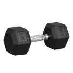 Haltere Hexagonal 12,5 kg em Ferro Fundido Pesos de Aço Revestidos a Borracha com Pega Texturizada para Musculação Preto
