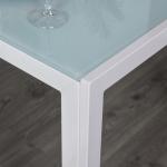 Conjunto de Refeição com Mesa Retangular de Vidro Temperado e 4 Cadeiras Estofadas em PU com Pés de Metal Branco